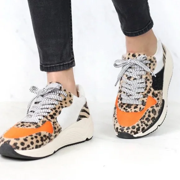 EUC White Raven Loyal Leopard Mixed Print Platform Sneaker Size 6 - Picture 7 of 7